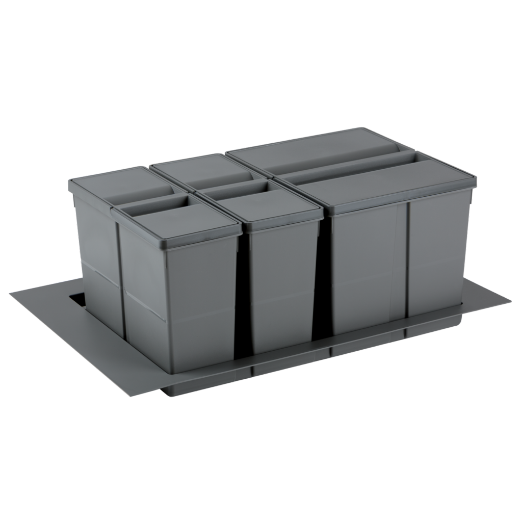 Collecteur composé de 3 seaux avec couvercles : 1 x 26L + 2 x 11L et d'1 séparateur de bac - pour tiroir de 800mm - H. 277mm - MSA 4948