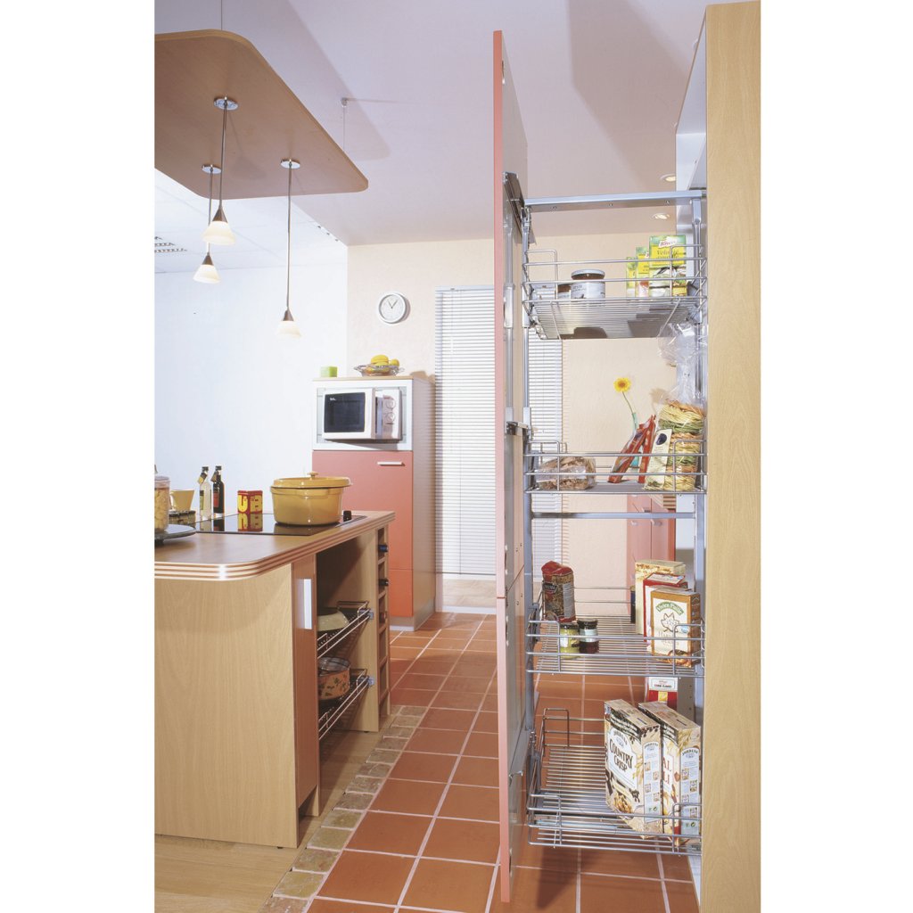 Colonne coulissante 4 paniers rangement armoire chrome MSA 250-T-600-C