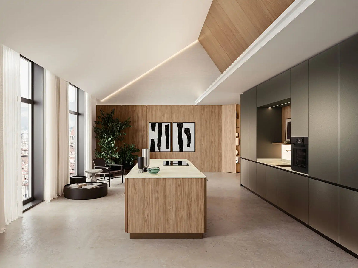 Cuisine System et Yota ARMONY laque Polaris Midnight, Noce Elegante et plan Onyx White