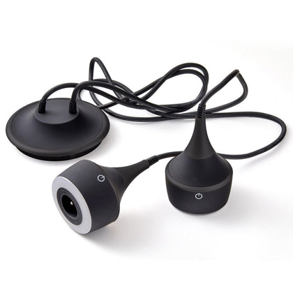 Double suspension prise MERCURY noir mat, 2×16 A + LED