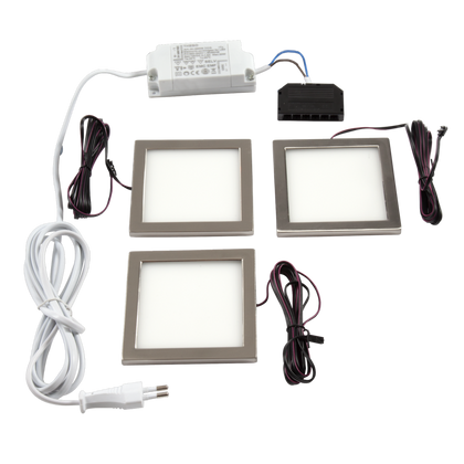 Kit 3 spots LED 5,4 W inox brossé, 3000 K