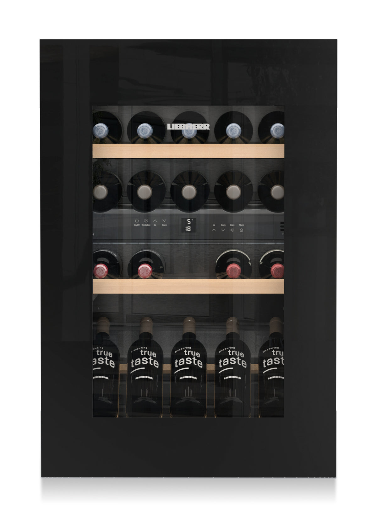 Cave à vin encastrable Liebherr EWTgb 1683 fermée, porte en verre noir