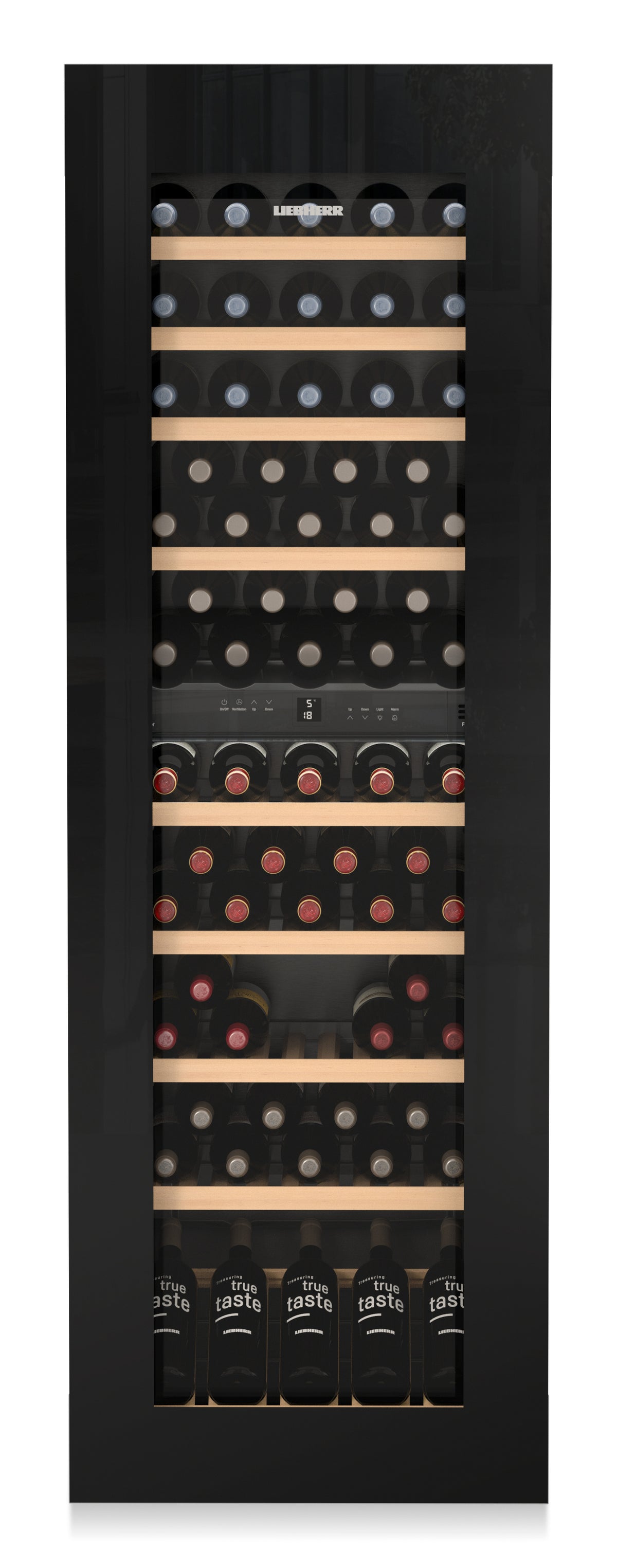 Cave à vin encastrable Liebherr EWTgb 3583 fermée, porte en verre noir