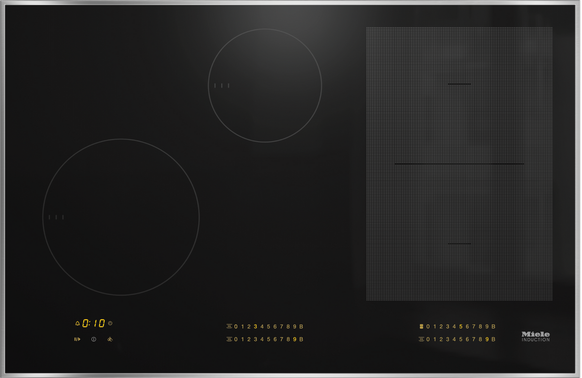 Table de cuisson à induction Miele KM 7574 FR, vitrocéramique noire et cadre inox