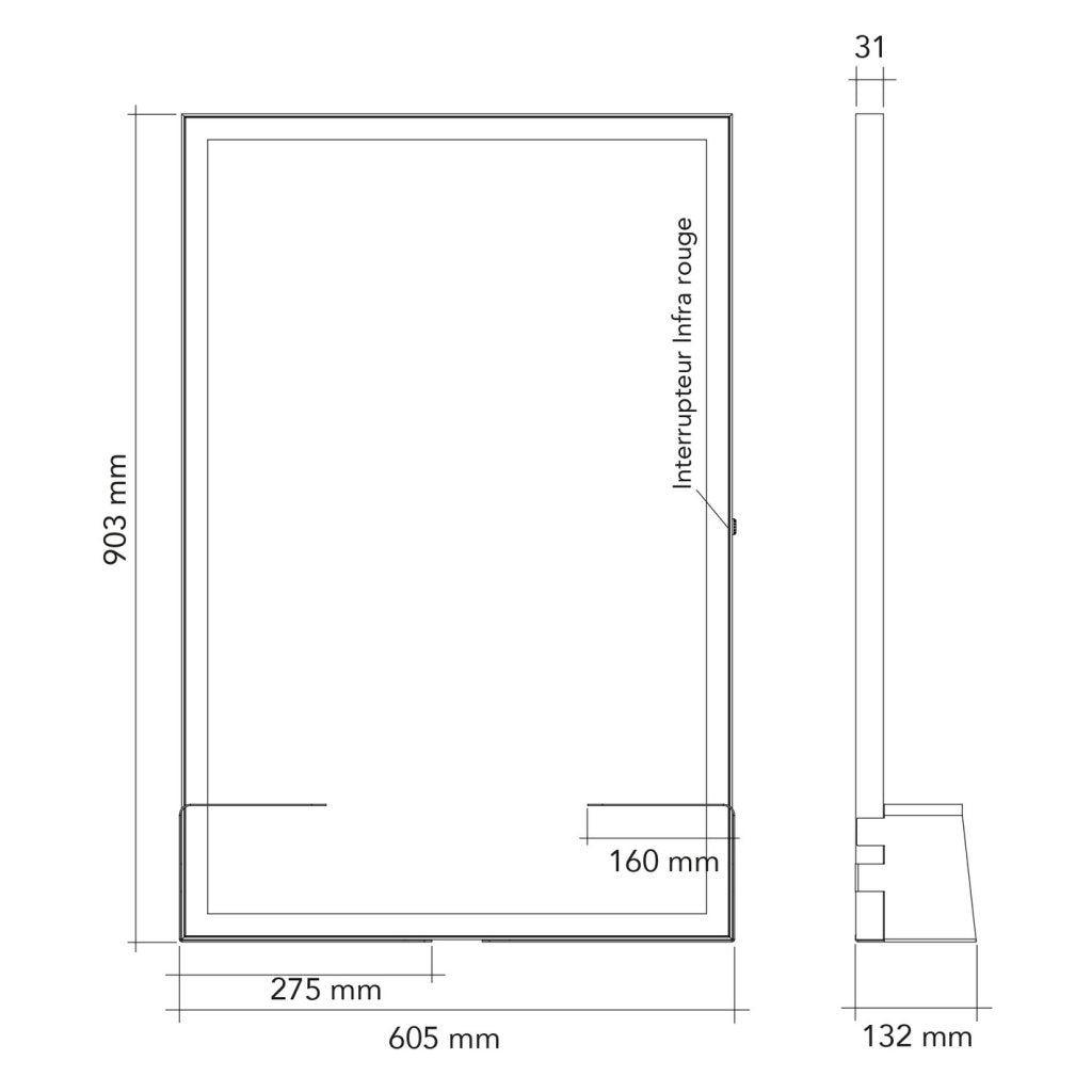Miroir Led noir mat - mise en situation