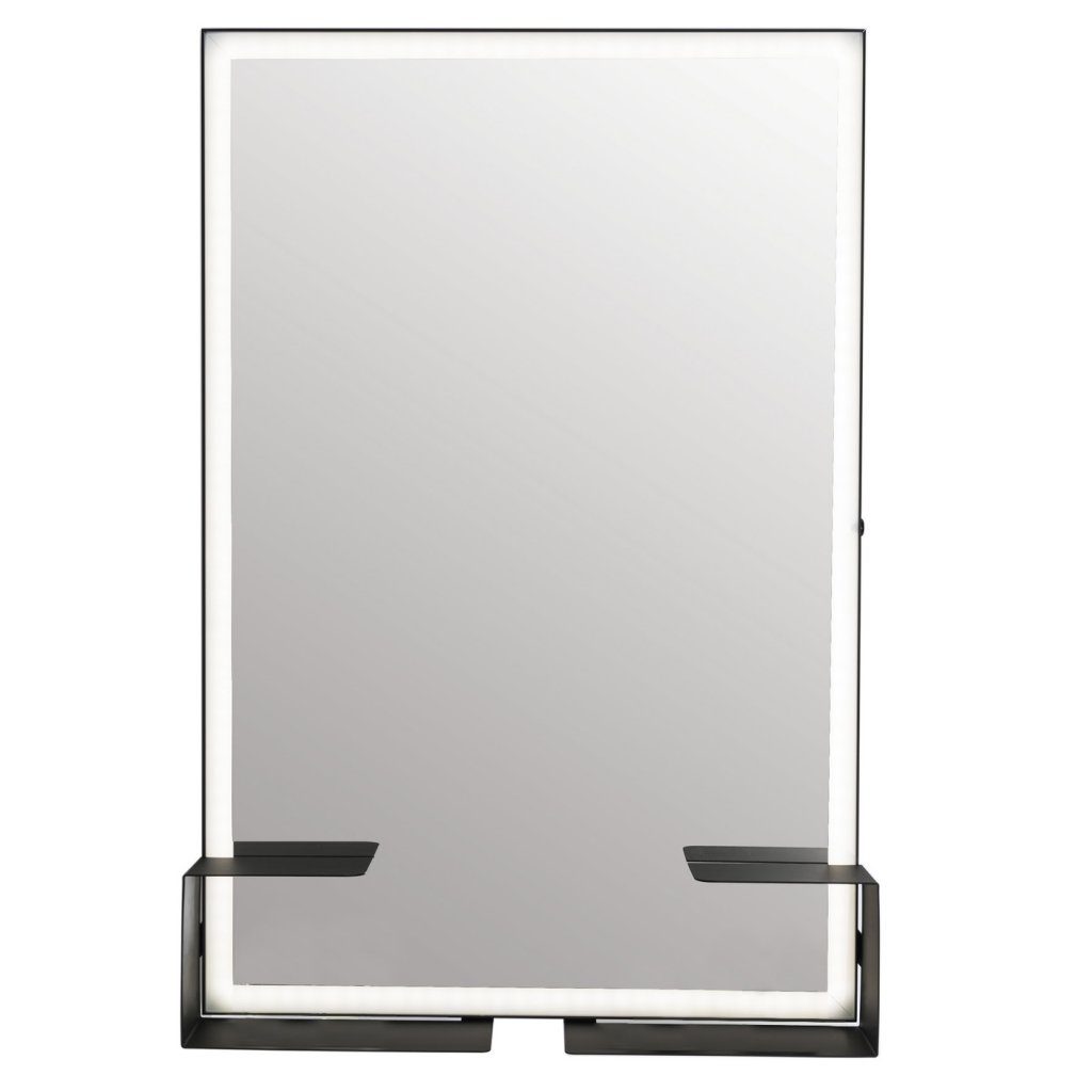 Miroir Led noir mat 600x900 mm avec étagères