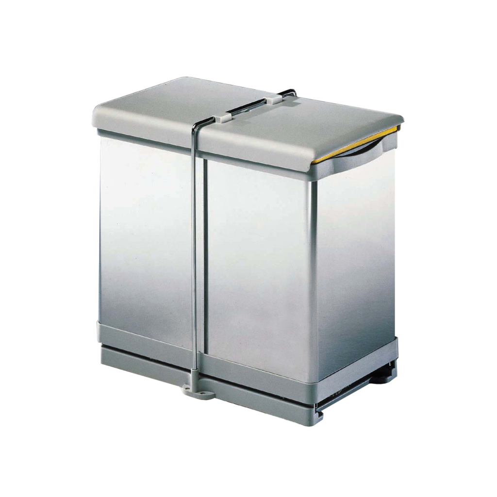 Poubelle tri 2 bacs 28 L MSA inox automatique pour meuble de 400 mm