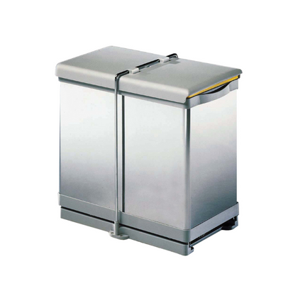 Poubelle tri 2 bacs 28 L MSA inox automatique pour meuble de 400 mm