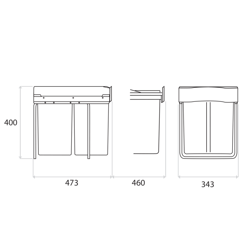 Poubelle MSA 290G installée meuble 400 mm