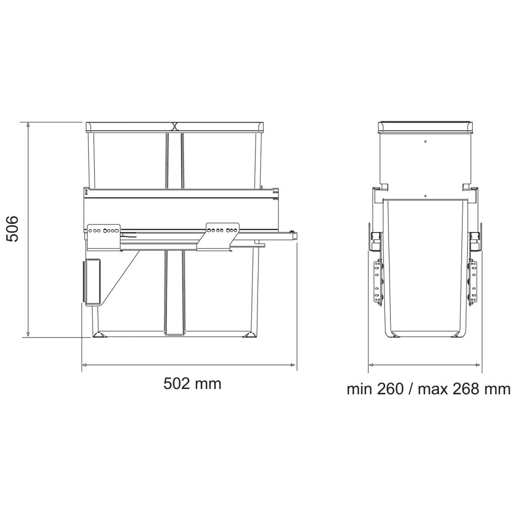 Poubelle MSA 5830 installée meuble 300 mm