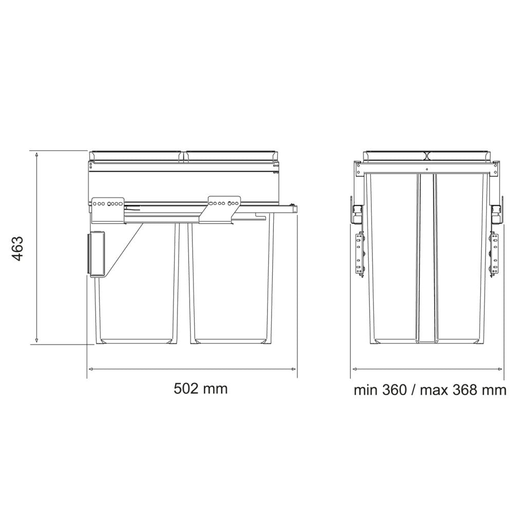 Poubelle MSA 5840 installée meuble 400 mm
