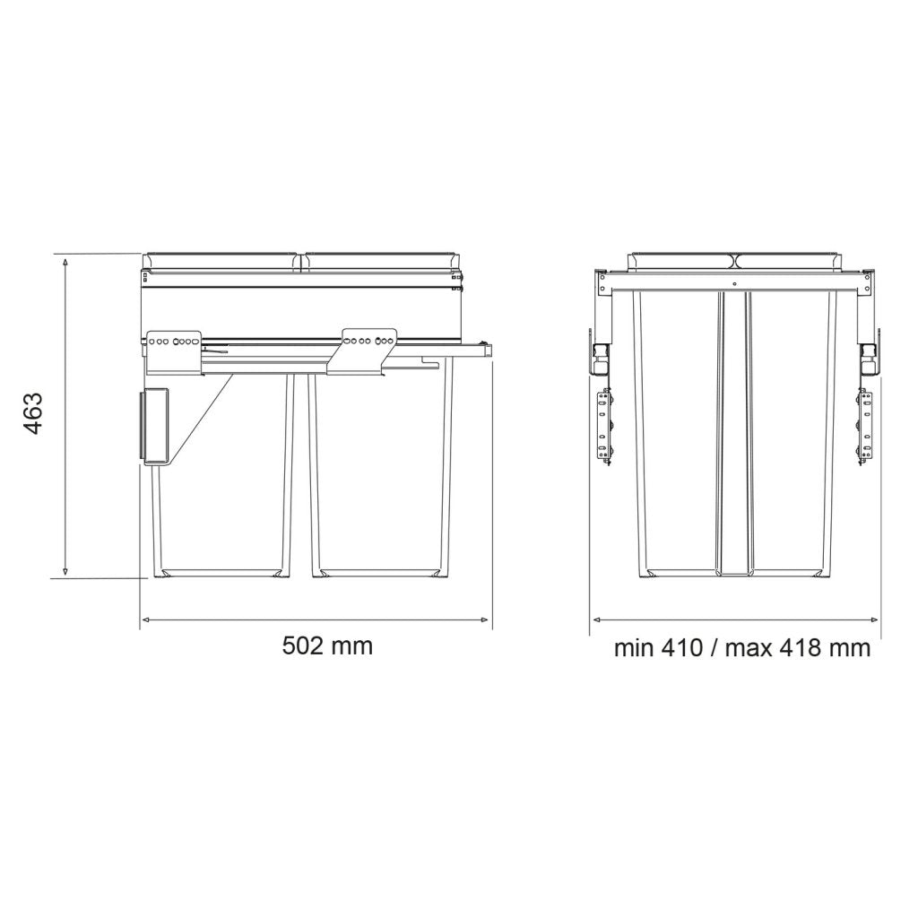 Poubelle MSA 5845 deux seaux 29 L avec couvercles