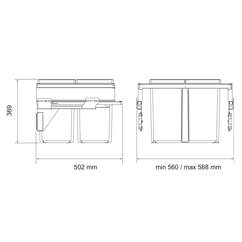 Poubelle de tri 2 bacs 60 L MSA 5861 – vue 3