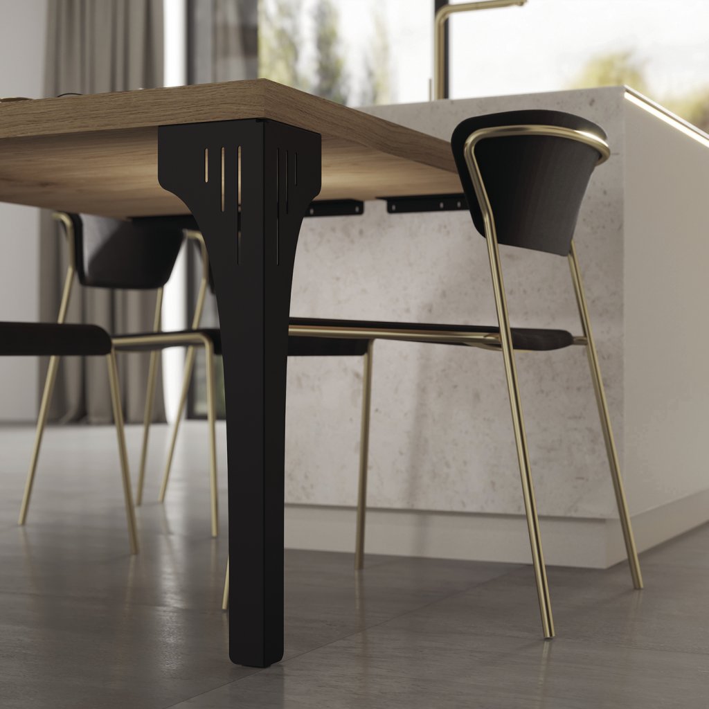 Pied de table STRONG avec découpe décorative- Noir mat-H.870mm- Vendu par 2