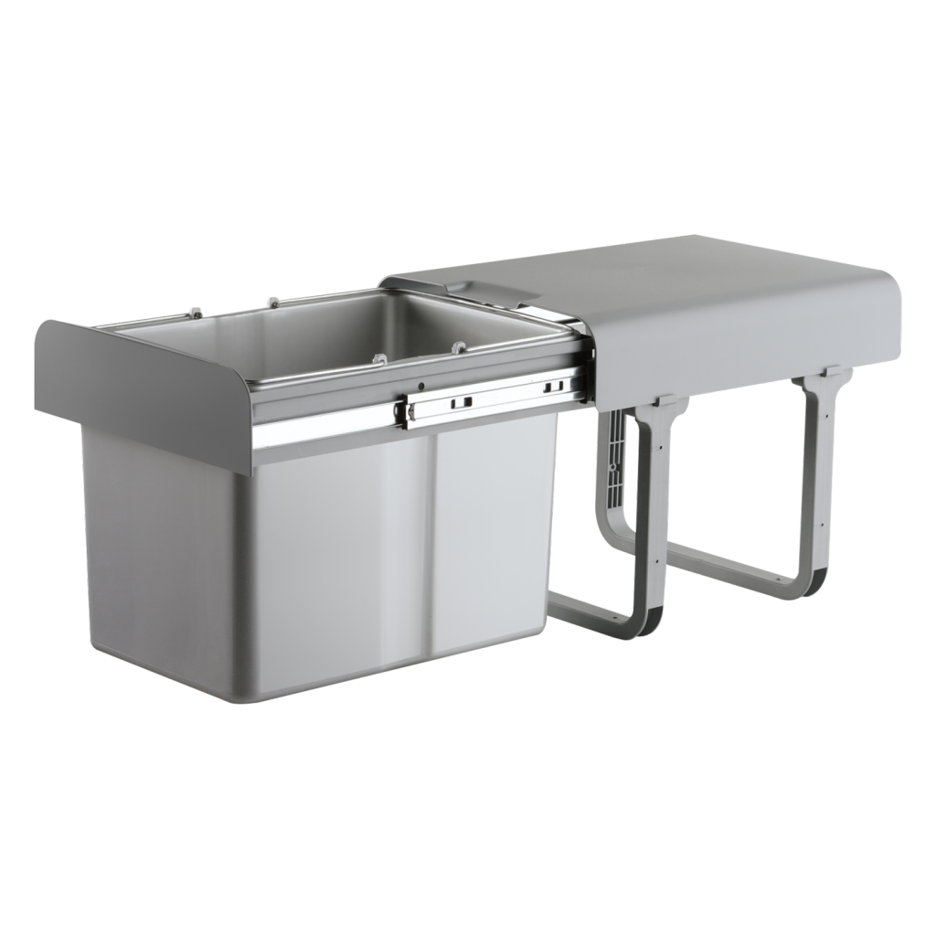 Poubelle 1 bac 34 L MSA grise pour meuble de 400 mm