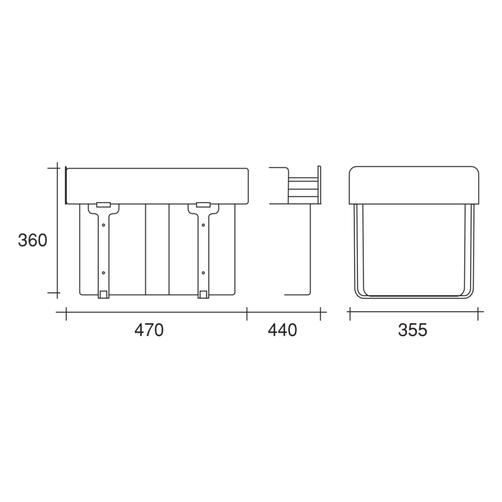 Poubelle MSA 9002 seau 34 L noir mat