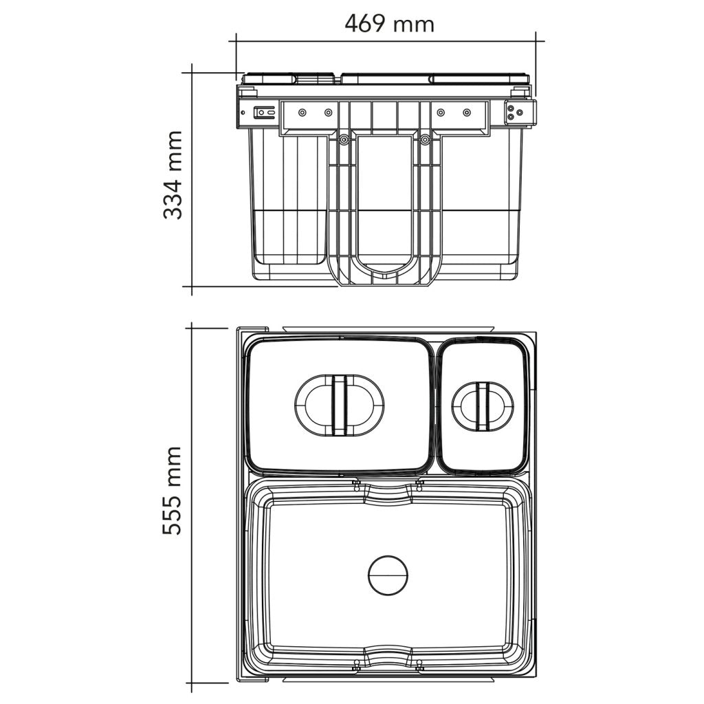 Poubelle sous-évier MSA 9076 installée meuble 600 mm
