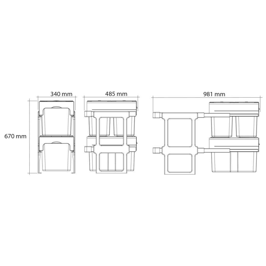 Poubelle de tri 2 bacs 68 L MSA 9080 – vue 4