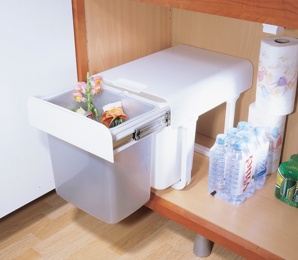 Poubelle MSA 9104 deux seaux 16 L blanc et gris