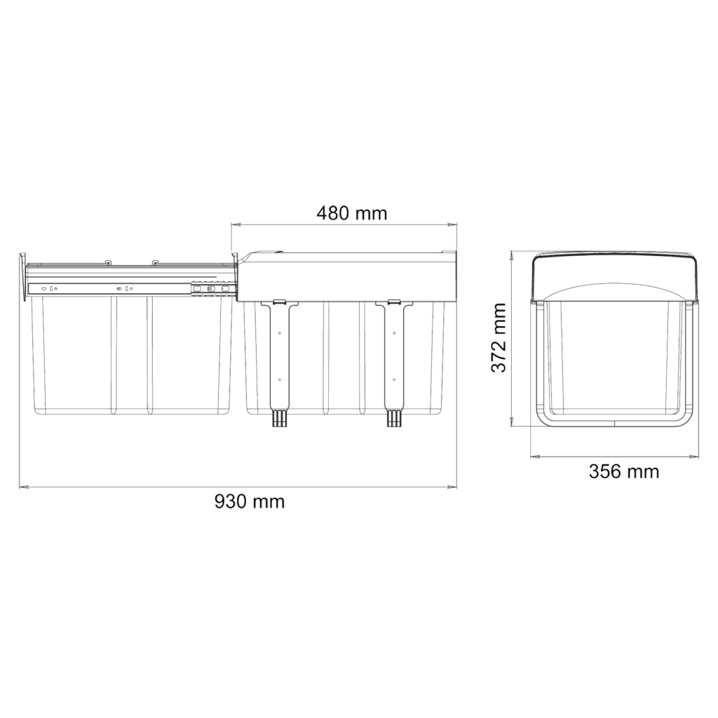 Poubelle MSA 9133 seau 34 L noir plastique recyclé