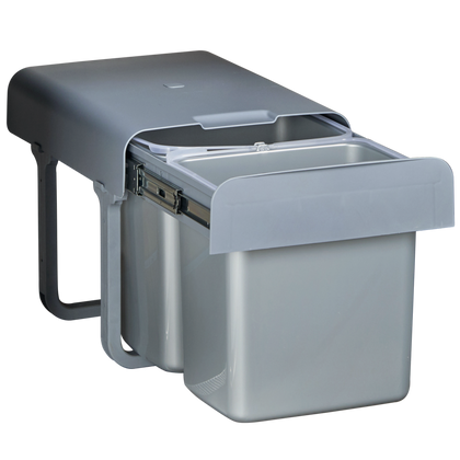 Poubelle tri 2 bacs 32 L MSA grise pour meuble de 400 mm