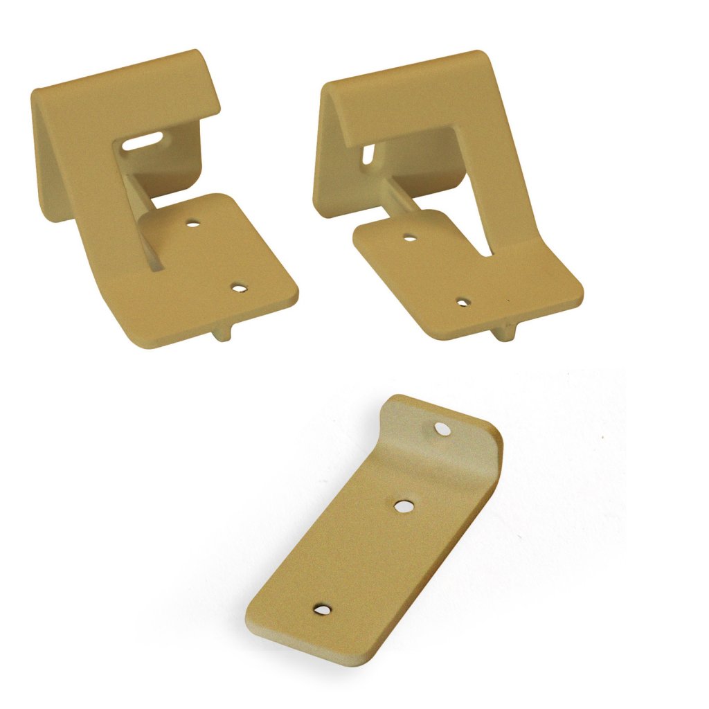 Kit de 2 supports étagère IZO 2 avec 1 pièce centrale-Finition Or mat-Ep.19mm