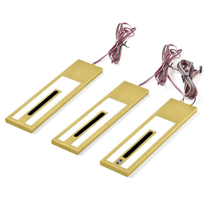 Kit de 3 profils ONE LED extra-plat (200x50x8mm) dont 1 avec interrupteur infrarouge et variateur d'intensité- Finition anodisée or brossé