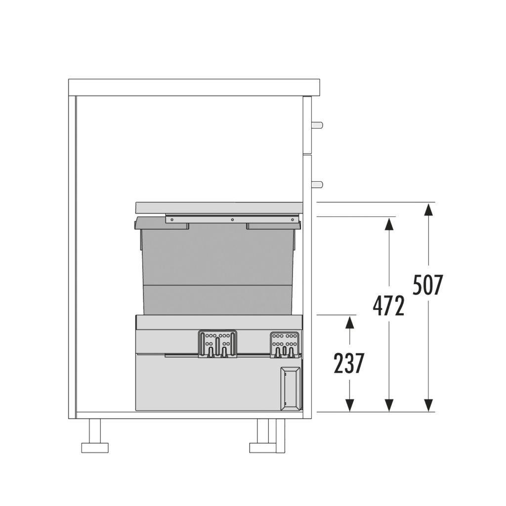 Poubelle coulissante 1 bac 30 L (B337), vue 2