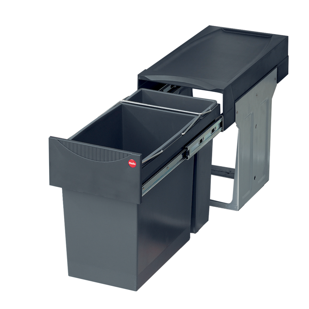 Poubelle tri 2 bacs 31 L MSA gris orion pour meuble de 300 mm