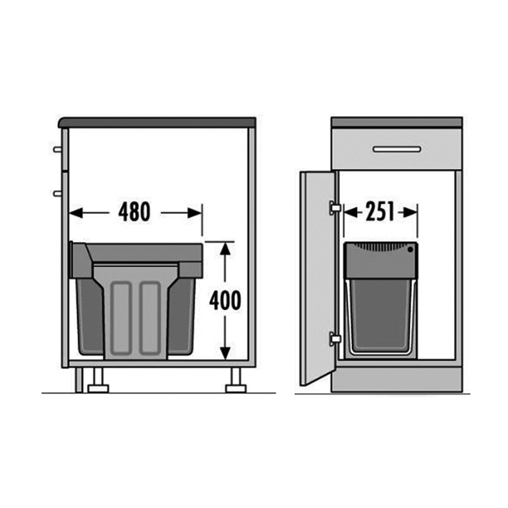 Poubelle MSA B351 seaux 24 L et 7 L gris orion