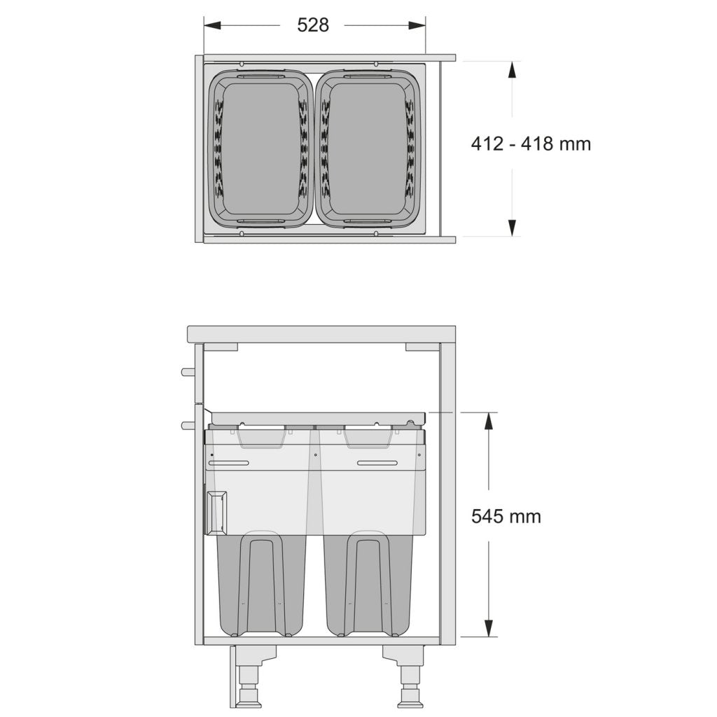 Paniers à linge C470 - détail coulisses