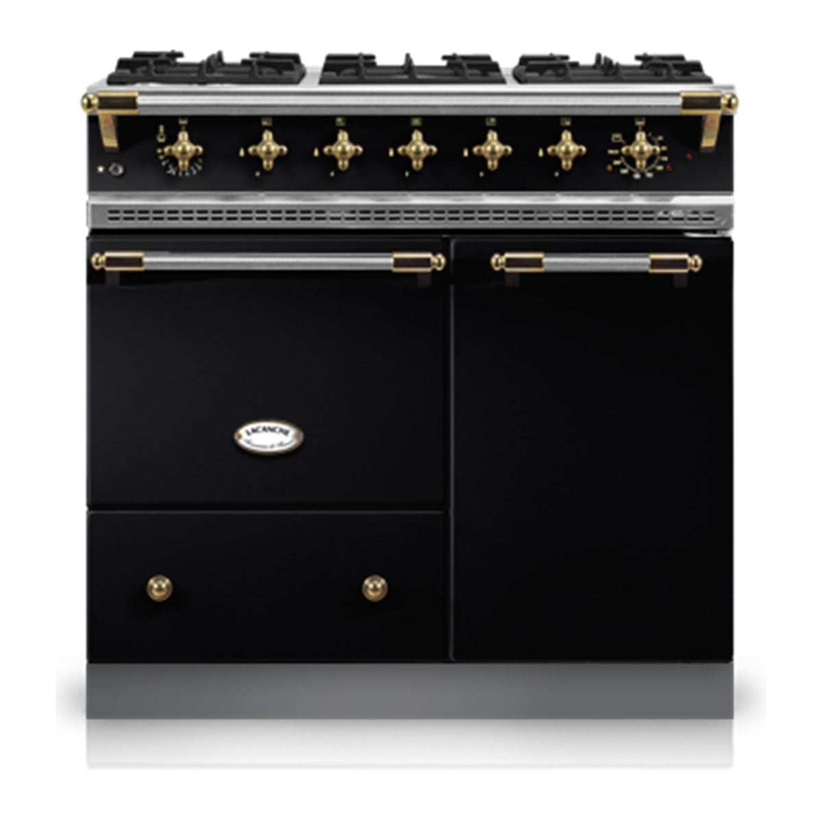 Piano Lacanche Beaune Classic 90 cm, émail Noir, finition laiton brillant