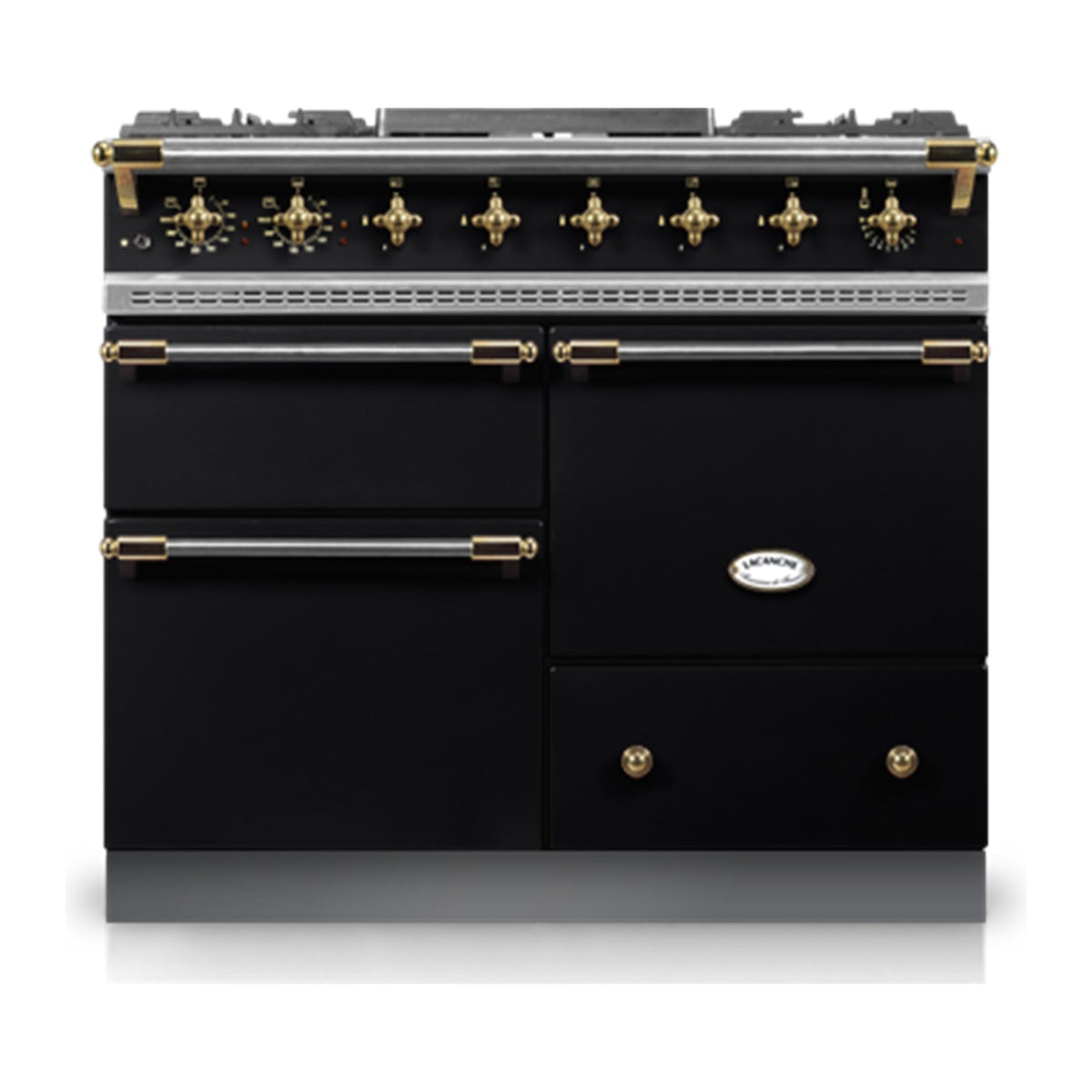 Piano Lacanche Chagny Classic 100 cm, émail Noir, finition laiton brillant