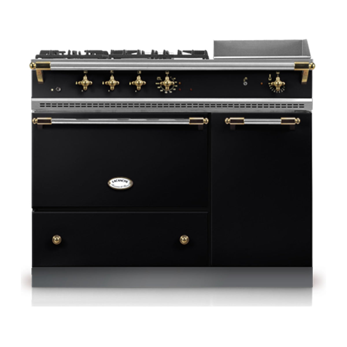Piano Lacanche Chambertin Classic 110 cm, émail Noir, finition laiton brillant