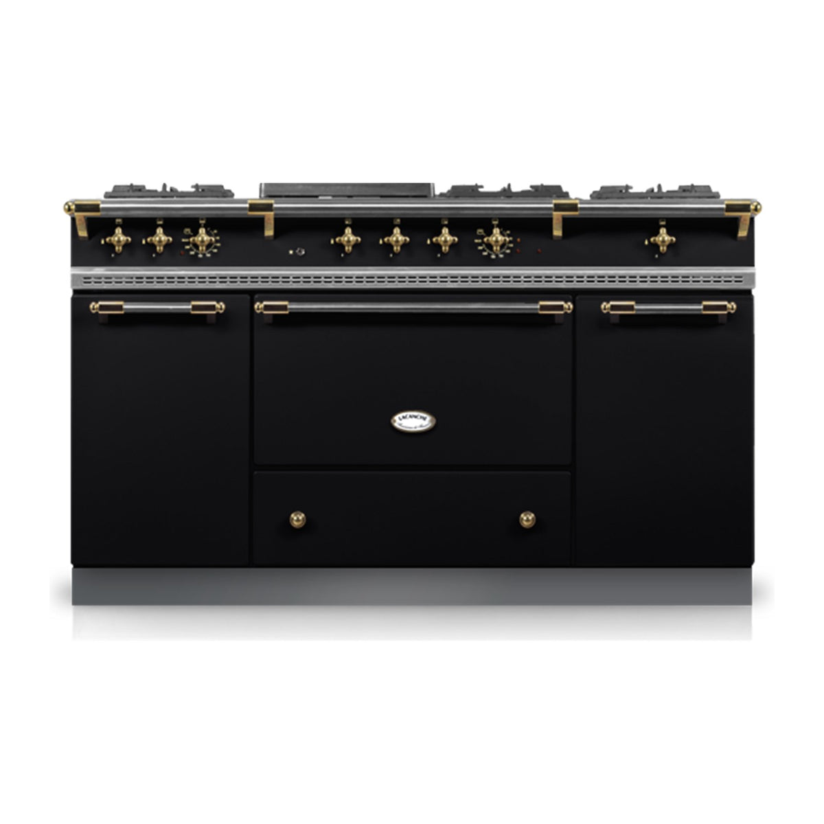 Piano Lacanche Cîteaux Classic 150 cm, émail Noir, finition laiton brillant