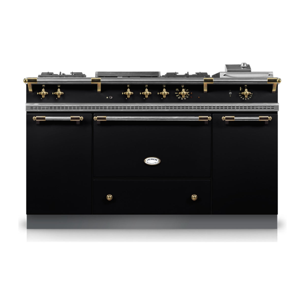 Piano Lacanche Fontenay Classic 150 cm, émail Noir, finition laiton brillant