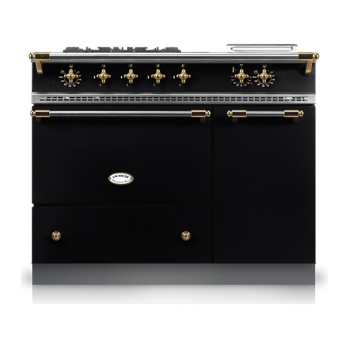 Piano Lacanche Savigny Classic 110 cm, émail Noir, finition laiton brillant