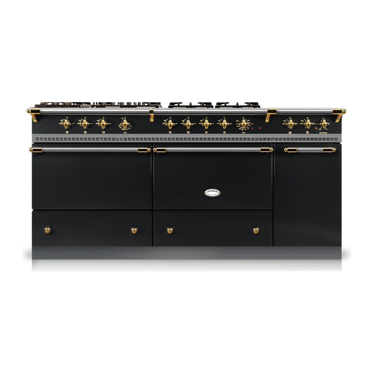 Piano Lacanche Sully 1800 D Classic 180 cm, émail Noir, finition laiton brillant