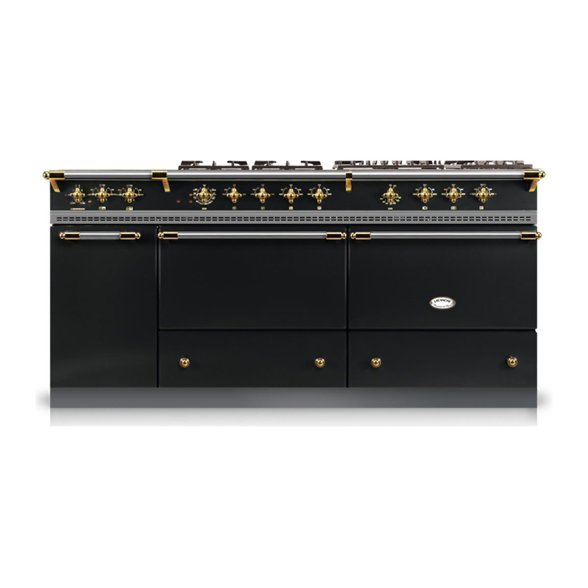 Piano Lacanche Sully 1800 G Classic 180 cm, émail Noir, finition laiton brillant
