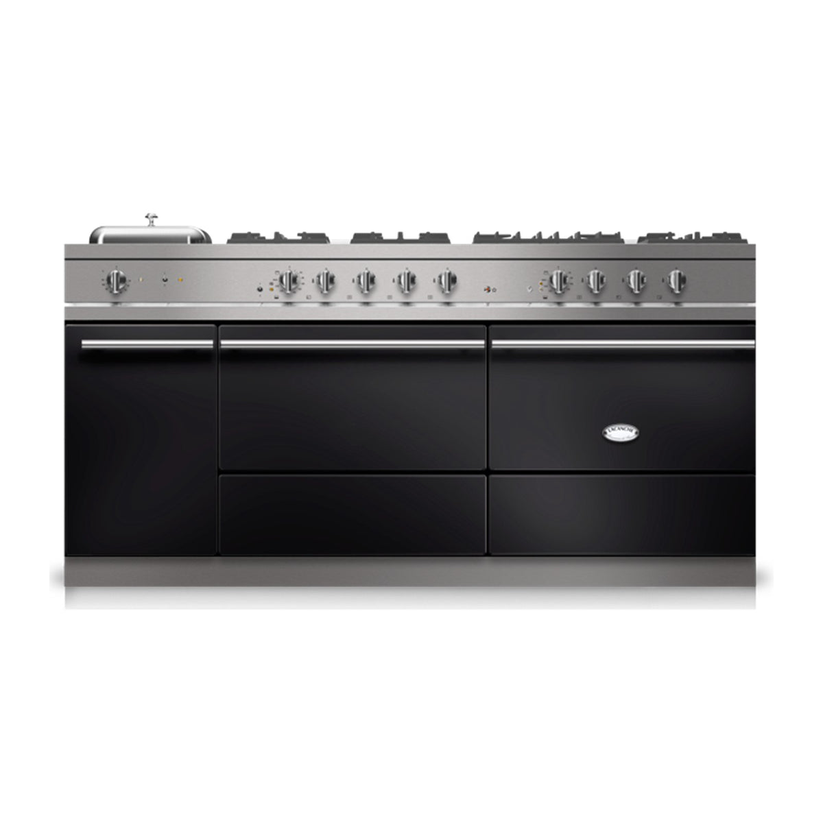 Piano Lacanche Sully 1800 G Modern 180 cm, émail Noir, manettes chrome brillant