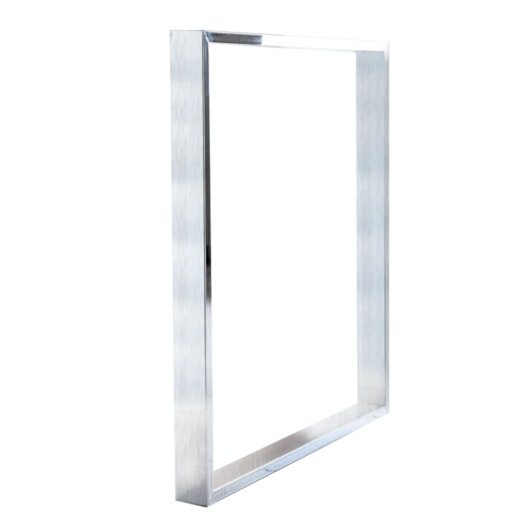 Pied cadre en acier hauteur 715 mm largeur 900 mm finition inox brossé