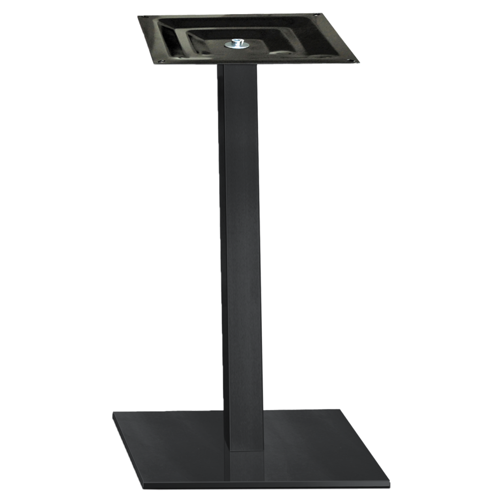 Pied central carré noir H.730mm socle 600mm