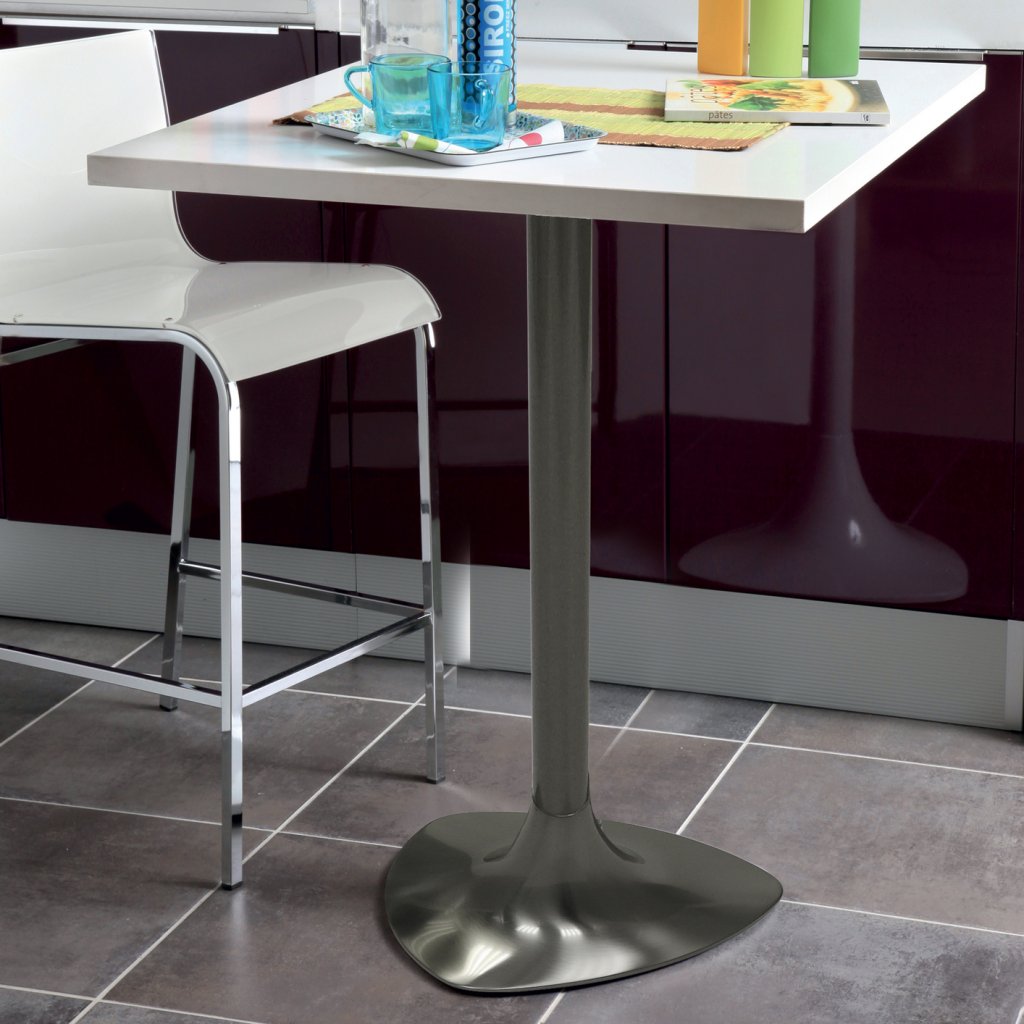 Pied central inox brossé plateau rond MSA D65IB
