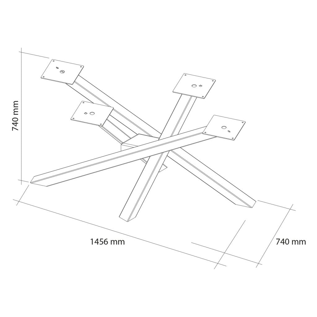 Pied central STAR- H.740mm- Pour plateau rectangulaire 900x2400mm mini ou rectangulaire de 1000x2400mm maxi- Finition noir mat