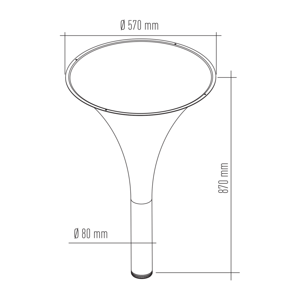 Pied de snack design de forme ronde- H. 870mm - finition gris inox