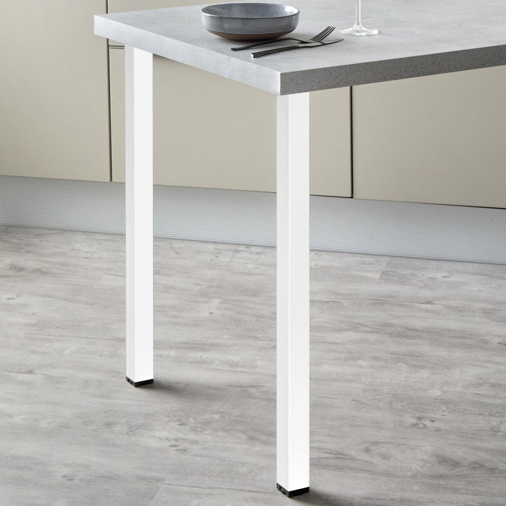 Pied de table et de snack carré en acier - 40 x 40 mm- Hauteur 720mm - finition blanc mat