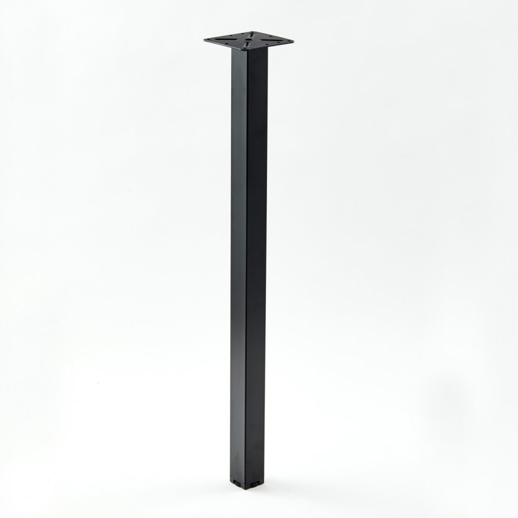 Pied de table et de snack carré en acier - 40 x 40mm - hauteur 720mm - finition noir mat (RAL 9005)