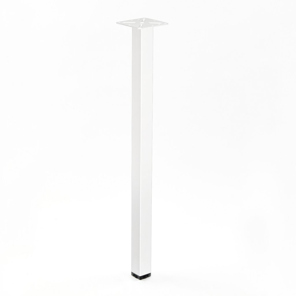 Pied de table et de snack carré en acier - 40 x 40mm - hauteur 890mm - finition blanc mat (RAL9010)