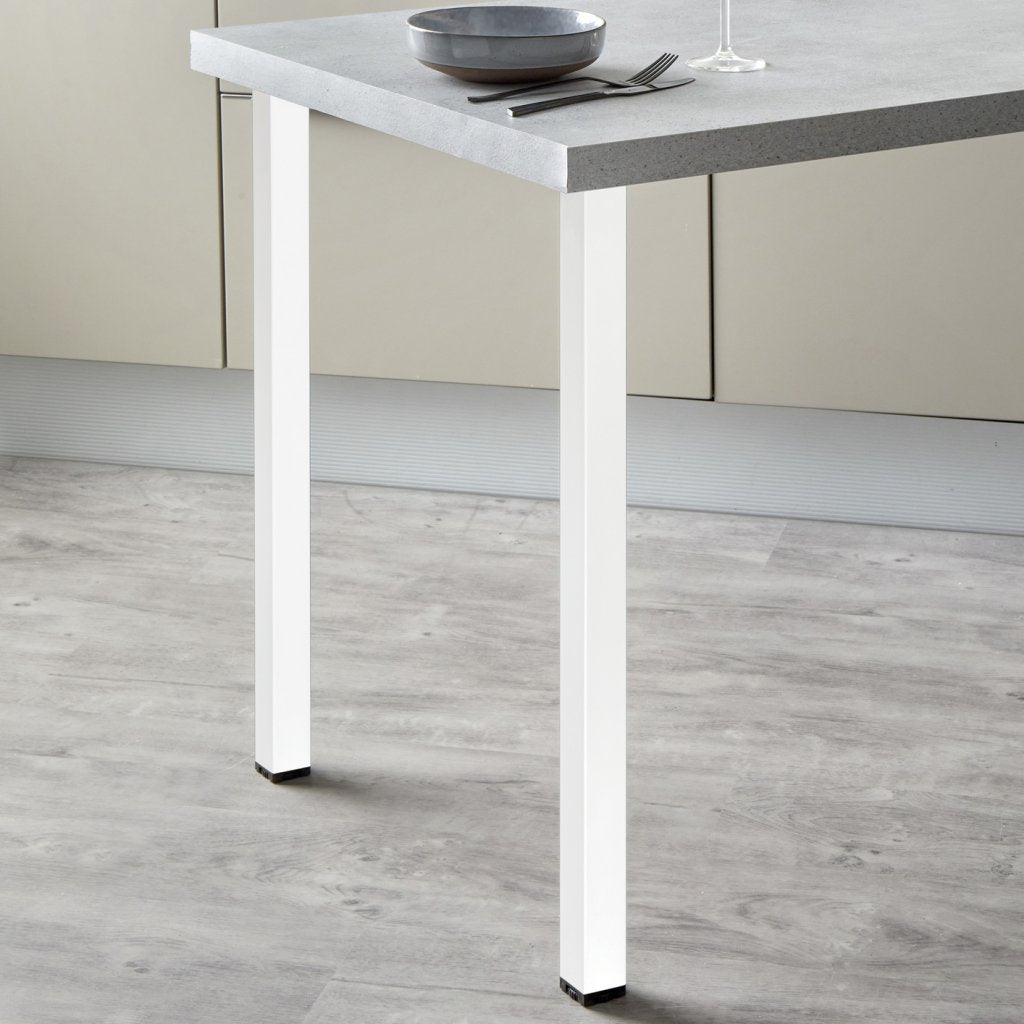 Pied de table et de snack carré en acier - 40 x 40mm - hauteur 890mm - finition blanc mat (RAL9010)