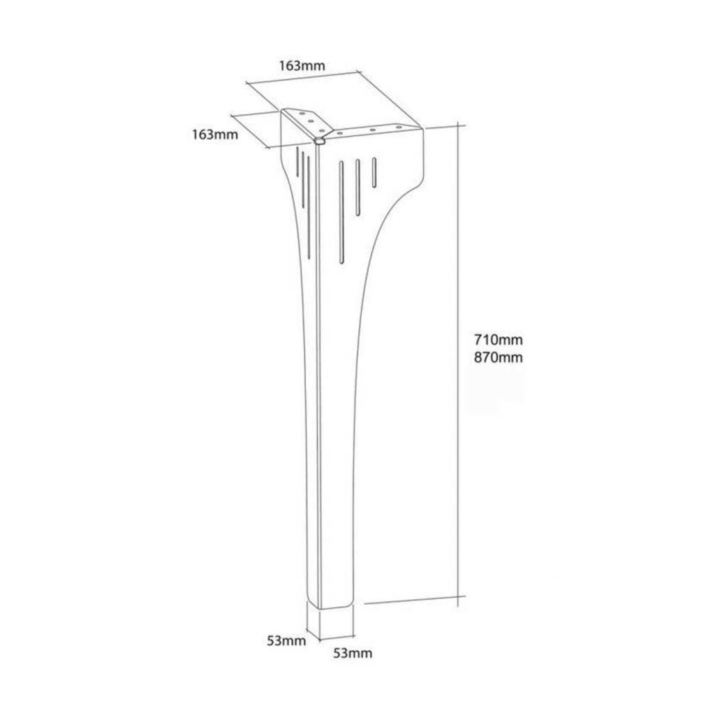 Pied de table STRONG avec découpe décorative- Blanc mat-H.710mm- Vendu par 2